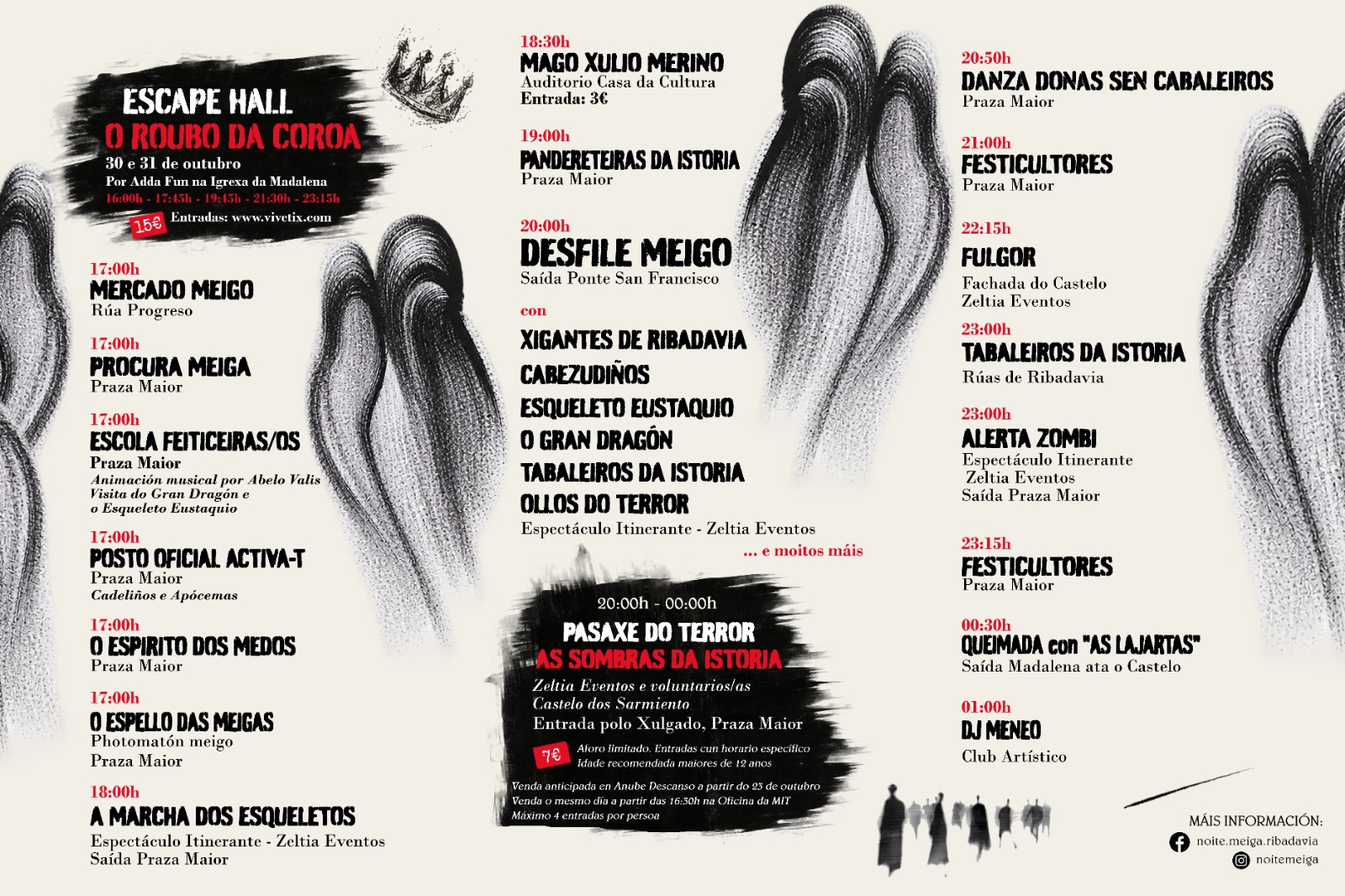 Programa de actividades Noite Meiga 2026 en Ribadavia